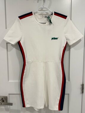 Zara x Prince White Romper with Red & Navy Stripes NWT